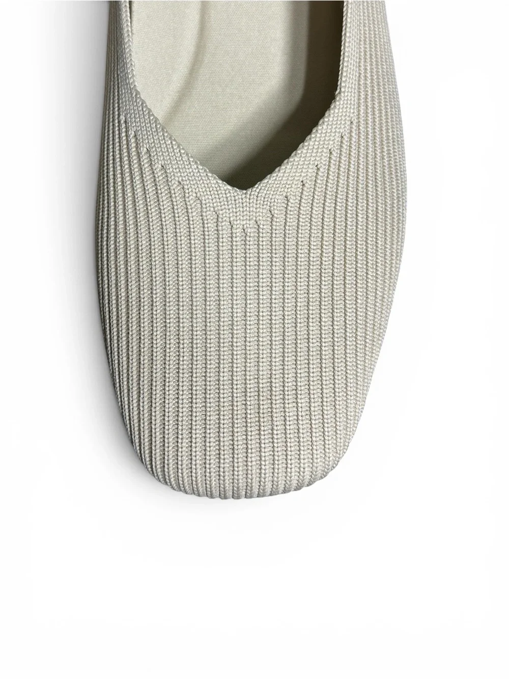 Vivaia Women's Cream Knit Square-Toe Ballet Flats